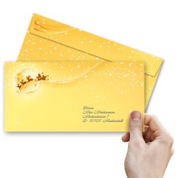 10 enveloppes à motifs au format DIN LONG - VOEUX FESTIFS (sans fenêtre)