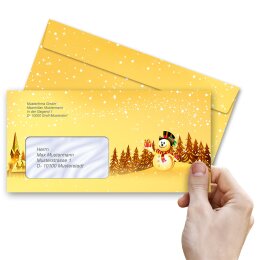 10 patterned envelopes FESTIVE WISHES in standard DIN long format (with windows)