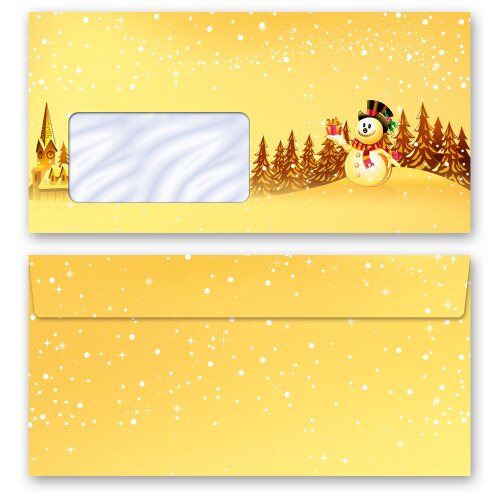 50 patterned envelopes FESTIVE WISHES in standard DIN long format (with windows) Christmas, Christmas motif, Paper-Media