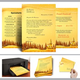 20-pc. Complete Motif Letter Paper-Set FESTIVE WISHES