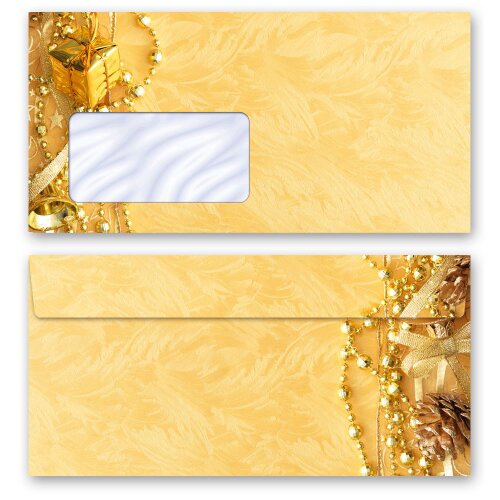 50 patterned envelopes MERRY CHRISTMAS in standard DIN long format (with windows)