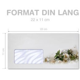 10 buste da lettera decorate BUONE FESTE - IT - DIN LANG (con finestra)