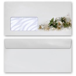 10 patterned envelopes HAPPY HOLIDAYS - EN in standard DIN long format (with windows)