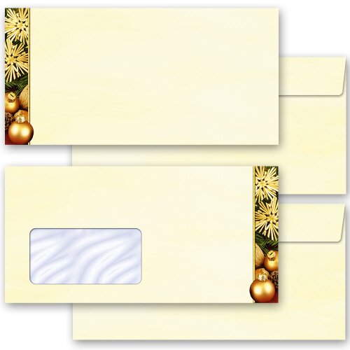 Briefumschläge FRÖHLICHE WEIHNACHTEN - 10 Stück DIN LANG (ohne Fenster)