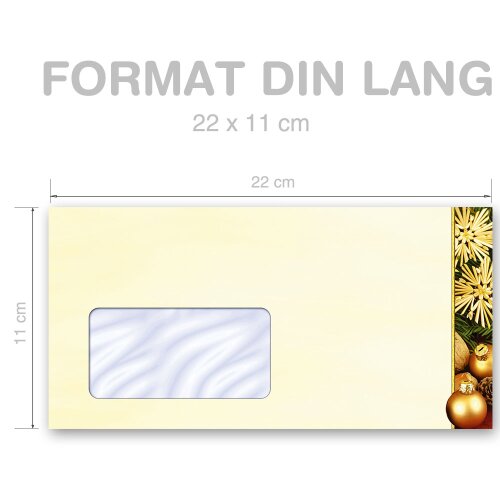 Briefumschläge FRÖHLICHE WEIHNACHTEN - 10 Stück DIN LANG (mit Fenster)