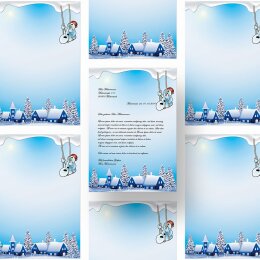 20 fogli di carta da lettera decorati Stagioni - Inverno PUPAZZO DI NEVE ALLEGRO DIN A4 - Paper-Media