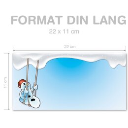 10 patterned envelopes HAPPY SNOWMAN in standard DIN long format (windowless)