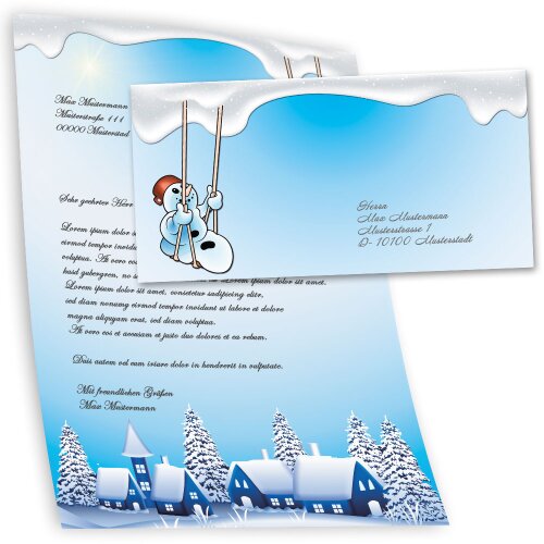 Motif Letter Paper-Sets HAPPY SNOWMAN