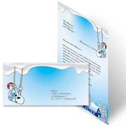 20-pc. Complete Motif Letter Paper-Set HAPPY SNOWMAN