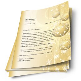 Papel de carta BOLAS DE ORO DE NAVIDAD