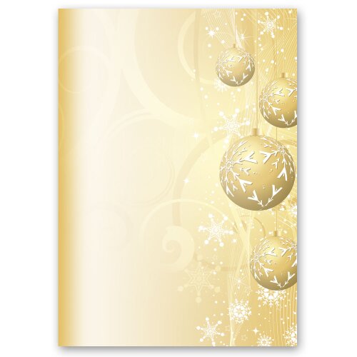 20 fogli di carta da lettera decorati Natale SFERE DI NATALE DORATO DIN A4 - Paper-Media