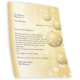 Motif Letter Paper! GOLDEN CHRISTMAS BALLS 20 sheets DIN A4