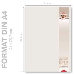 100 fogli di carta da lettera decorati HAPPY HOLIDAYS DIN A4