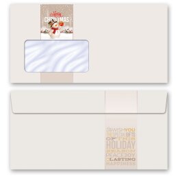 10 patterned envelopes HAPPY HOLIDAYS - MOTIF in standard DIN long format (with windows)