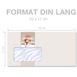 50 patterned envelopes HAPPY HOLIDAYS - MOTIF in standard DIN long format (with windows)