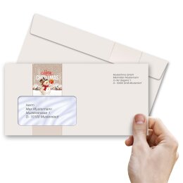 50 patterned envelopes HAPPY HOLIDAYS - MOTIF in standard DIN long format (with windows)