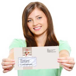 50 patterned envelopes HAPPY HOLIDAYS - MOTIF in standard DIN long format (with windows)