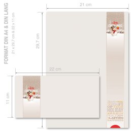 Briefpapier Set HAPPY HOLIDAYS - 40-tlg. DL (ohne Fenster)