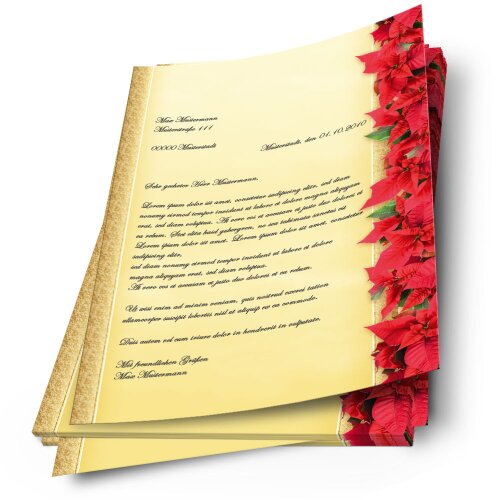 Carta da lettera decorati STELLA DI NATALE ROSSA