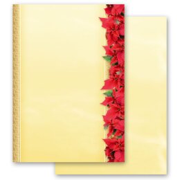 20 fogli di carta da lettera decorati STELLA DI NATALE ROSSA DIN A4
