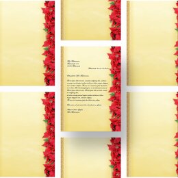 Motif Letter Paper! RED CHRISTMAS STARS 20 sheets DIN A4
