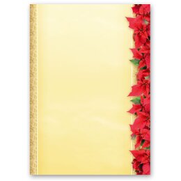 50 fogli di carta da lettera decorati STELLA DI NATALE ROSSA DIN A5