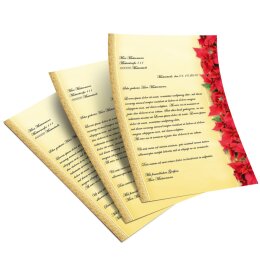 Papel de carta Navidad ESTRELLAS DE NAVIDAD ROJAS - 50 Hojas formato DIN A5 - Paper-Media