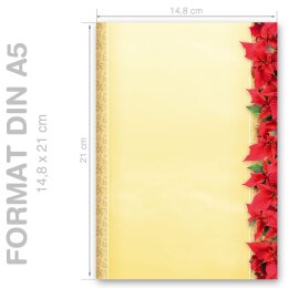 Motif Letter Paper! RED CHRISTMAS STARS 50 sheets DIN A5