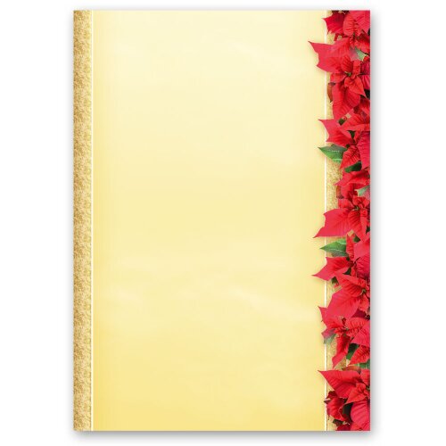 100 fogli di carta da lettera decorati STELLA DI NATALE ROSSA DIN A5