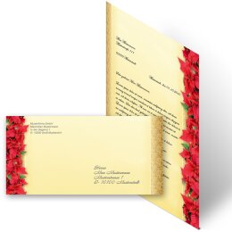 Motiv-Briefpapier Set ROTE WEIHNACHTSSTERNE - 100-tlg. DL (ohne Fenster)