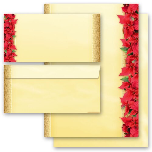 200-pc. Complete Motif Letter Paper-Set RED CHRISTMAS STARS