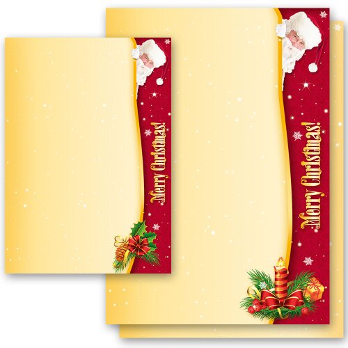Nikolaus | Briefpapier - Motiv SANTA CLAUS | Weihnachten | Hochwertiges Briefpapier beidseitig bedruckt | Online bestellen! | Paper-Media