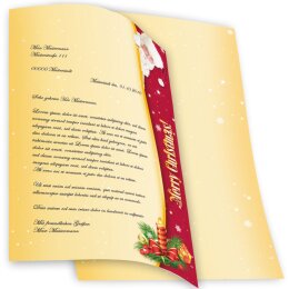 20 fogli di carta da lettera decorati BABBO NATALE DIN A4