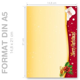 SANTA CLAUS Briefpapier Große Auswahl CLASSIC 50 Blatt Briefpapier, DIN A5 (148x210 mm), A5C-112-50