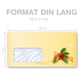 SANTA CLAUS Briefumschläge Enveloppes de Noël CLASSIC 50 enveloppes (avec fenêtre), DIN LANG (220x110 mm), DLMF-4024-50