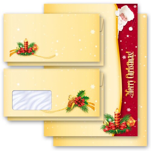 SANTA CLAUS Briefpapier Sets Weihnachtsbriefpapier, Große Auswahl ELEGANT , DIN A4 & DIN LANG im Set., BSE-4024
