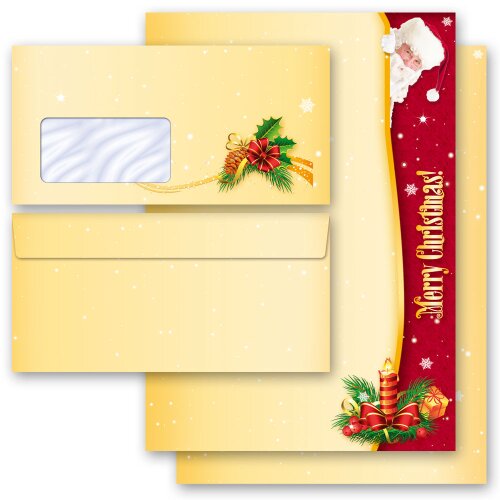 Motiv-Briefpapier-Sets Weihnachten, SANTA CLAUS Briefpapier Set, 40 tlg. - DIN A4 & DIN LANG im Set. | Online bestellen! | Paper-Media