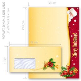 100-pc. Complete Motif Letter Paper-Set SANTA CLAUS