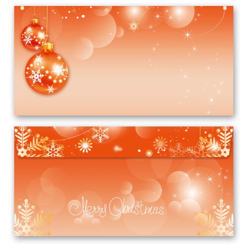 Briefumschläge MERRY CHRISTMAS - 10 Stück DIN LANG (ohne Fenster) Weihnachten, Weinachtsbriefumschläge, Paper-Media