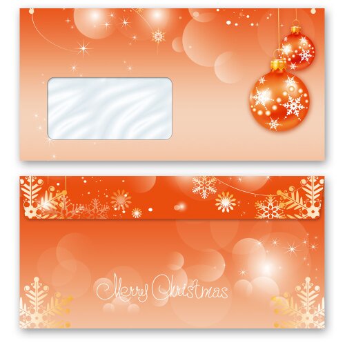10 patterned envelopes MERRY CHRISTMAS - EN in standard DIN long format (with windows) Christmas, Christmas envelopes, Paper-Media
