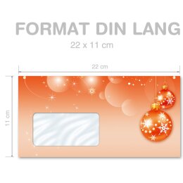 JOYEUX NOËL  Briefumschläge Enveloppes de Noël CLASSIC 10 enveloppes (avec fenêtre), DIN LANG (220x110 mm), DLMF-8321-10