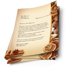Motif Letter Paper! CHRISTMAS NUTS AND ORANGES 20 sheets DIN A4
