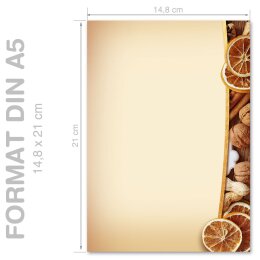 Motif Letter Paper! CHRISTMAS NUTS AND ORANGES 50 sheets DIN A5