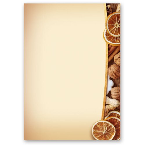 Motif Letter Paper! CHRISTMAS NUTS AND ORANGES 100 sheets DIN A5