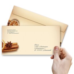 50 patterned envelopes CHRISTMAS NUTS AND ORANGES in standard DIN long format (windowless)
