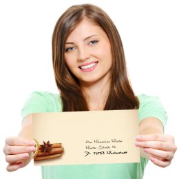 50 enveloppes à motifs au format DIN LONG - ORANGES ET NOIX DE NOËL (sans fenêtre)