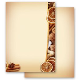 20-pc. Complete Motif Letter Paper-Set CHRISTMAS NUTS AND ORANGES