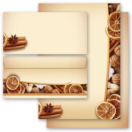 40-pc. Complete Motif Letter Paper-Set CHRISTMAS NUTS AND ORANGES