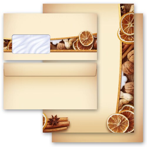40-pc. Complete Motif Letter Paper-Set CHRISTMAS NUTS AND ORANGES