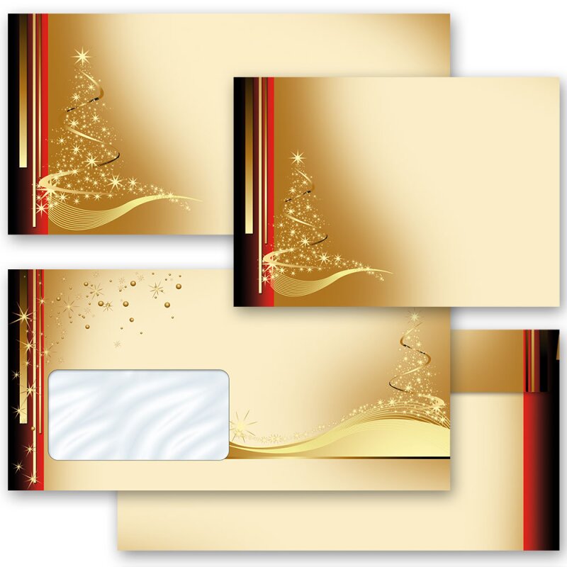 50 sobres estampados DL Adornos-juegos de papelería Carta de Navidad Navidad Paper-Media sin ventanas NAVIDAD CONTEMPLATIVA 50 hojas estampadas 